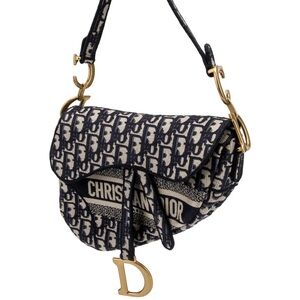 Dior Black and Cream Monogram Saddle Bag